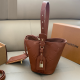 Red-brown Embossed Lock Bucket Bag w/Wallet Shoulder Crossbody Bag
