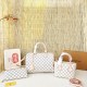 White Checkered Boston 3-Piece Bag Set Tote Crossbody Wallet