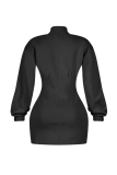 Cream White Stand-Collar Zip Oversized Sweatshirt Dress Fitted Mini