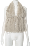 Yellow Deep V Faux Fur Sleeveless Vest Short Stylish Waistcoat