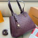 Fuchsia Embossed Lock Tote Bag Detachable Strap Handbag