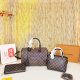 Brown Checkered Boston 3-Piece Bag Set Tote Crossbody Wallet