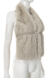 Yellow Deep V Faux Fur Sleeveless Vest Short Stylish Waistcoat