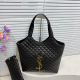 Black Quilted Logo 2-in-1 Tote Bag Pink Edgy-Sweet Large Capacity Bag