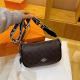 Dark Brown Monogram Wide-Strap Shoulder Bag Luxury Daily Crossbody