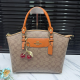 Light Brown Monogram Contrast Cherry Charm Tote Bag Sweet Crossbody