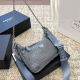 Grey Rhinestone 3-in-1 Logo Chain Hobo Crossbody Bag