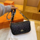 Black Monogram Wide-Strap Shoulder Bag Luxury Daily Crossbody