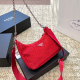 Red Rhinestone 3-in-1 Logo Chain Hobo Crossbody Bag