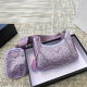 Purple Rhinestone 3-in-1 Hobo Runway Crossbody Bag