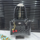 Black Gray Black Monogram Cherry Charm Tote Bag Edgy-Sweet Daily Crossbody