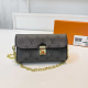 Grey Monogram Lock Chain Retro Crossbody Bag