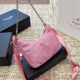Pink Rhinestone 3-in-1 Logo Chain Hobo Crossbody Bag
