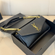 Black Stone-Pattern Logo Chain Envelope Crossbody Bag
