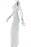 White Spaghetti Strap Cutout Bodycon Maxi Dress Sexy Party Gown