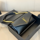 Black Smooth Logo Chain Envelope Crossbody Bag