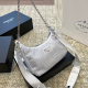 White Rhinestone 3-in-1 Logo Chain Hobo Crossbody Bag