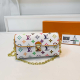 White Monogram Lock Chain Retro Crossbody Bag