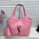 Pink Quilted Logo 2-in-1 Tote Bag Pink Edgy-Sweet Large Capacity Bag