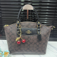 Brown Monogram Contrast Cherry Charm Tote Bag Sweet Crossbody