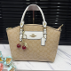 Khaki Monogram Contrast Cherry Charm Tote Bag Sweet Crossbody