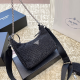 Black Rhinestone 3-in-1 Logo Chain Hobo Crossbody Bag