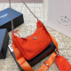 Tangerine Red Rhinestone 3-in-1 Logo Chain Hobo Crossbody Bag