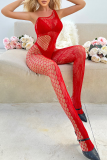 Red Sexy Solid Color Hollow Out Lingerie