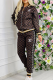 Brown Monogram Track Suit Zip Jacket Jogger Pants Set Vintage Logo Striped
