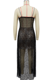Leopard Print Two Piece Dress Set Spaghetti Strap Lace Overlay