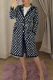 Black Mid Length Coat Monogram Pattern Button Front Knit Outerwear