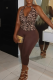 Leopard Print Halter Top & Leggings Two-Piece Set Edgy Retro Fitted Outfit