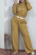 Lemon Yellow Hoodie Tracksuit Cropped Top Wide Leg Pants Set Logo Waistband Casual