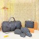 Black Vintage Monogram 5 Piece Bag Set Large Capacity Travel Duffle Cosmetic Case Pouch Luxury Retro