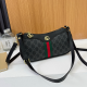 Black Vintage Monogram Striped Crossbody Bag