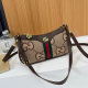 khaki Brown Vintage Monogram Striped Crossbody Bag