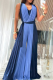 Deep Blue Casual Solid Color Ruched Contrast V Neck Loose Jumpsuits