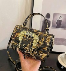 Black Yellow Casual Street Print Handbags