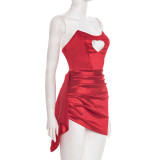 Red Heart-shaped Strapless Wrapped Skirt Dresses