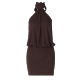 Coffee Sexy Daily Hot Club Nightclub Solid Color Halter Wrapped Skirt Dresses
