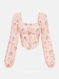 Pink Casual Street Daily Office lady Floral Print Tops