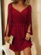 Red Sexy Street Daily Party Solid Color V Neck A Line Dresses