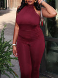 Army Green Halter Regular Jumpsuits