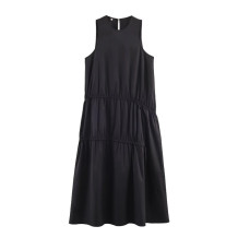 Black Casual Daily Solid Color O Neck A Line Dresses