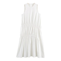 White Casual Daily Solid Color O Neck A Line Dresses