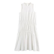 White Casual Daily Solid Color O Neck A Line Dresses