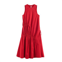 Red Casual Daily Solid Color O Neck A Line Dresses