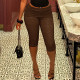 Brown Sexy Lace Skinny High Waist Solid Color Bottoms