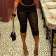 Black Sexy Lace Skinny High Waist Solid Color Bottoms