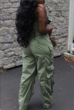 Light Blue Casual Camouflage Print Pocket Camouflage Jumpsuits